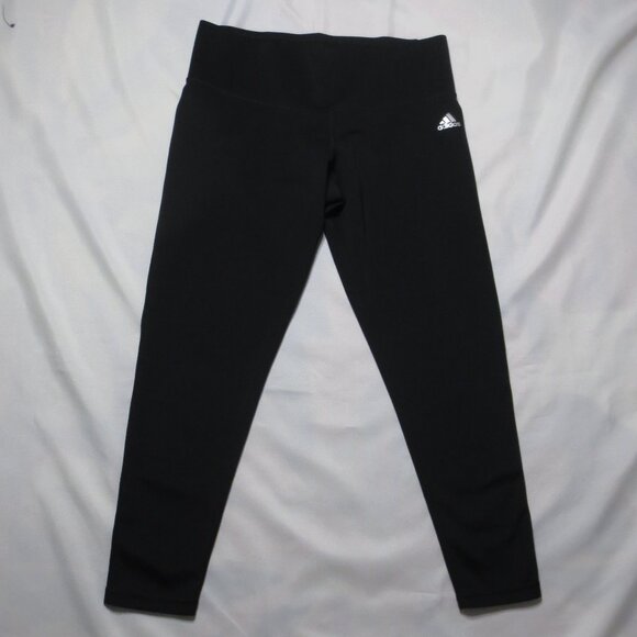 ADIDAS womens LEGGINGS athletic CLIMALITE black MID-RISE yoga STRETCH SIZE L - Picture 1 of 10
